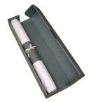 A gray archival clamshell style tube box with a hinged lid, designed for packing rolled items such as maps, posters, or prints, featuring a full-depth lid that covers the box entirely.